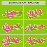 Custom Neon Green Pink Personalized Color Block Authentic Baseball Jersey
