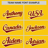 Custom Gold Crimson Personalized Color Block Authentic Baseball Jersey