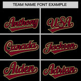 Custom Black Crimson Personalized Color Block Authentic Baseball Jersey