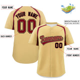Custom Khaki Crimson Personalized Color Block Authentic Baseball Jersey