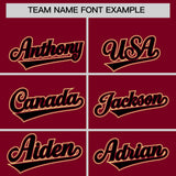 Custom Crimson Black Personalized Color Block Authentic Baseball Jersey