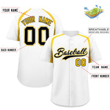 Custom White Gold Personalized Color Block Authentic Baseball Jersey