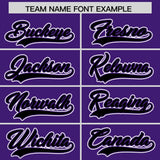 Custom Purple Black Personalized Color Block Authentic Baseball Jersey