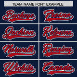 Custom Navy Red Personalized Color Block Authentic Baseball Jersey