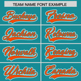 Custom Aqua Orange Personalized Color Block Authentic Baseball Jersey