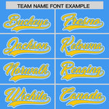 Custom Powder Blue Gold Personalized Color Block Authentic Baseball Jersey