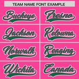 Custom Pink Kelly Green Personalized Color Block Authentic Baseball Jersey