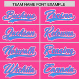 Custom Pink Powder Blue Personalized Color Block Authentic Baseball Jersey