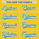 Custom Gold Powder Blue Personalized Color Block Authentic Baseball Jersey