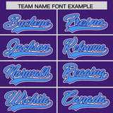 Custom Purple Powder Blue Personalized Color Block Authentic Baseball Jersey