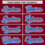 Custom Crimson Powder Blue Personalized Color Block Authentic Baseball Jersey