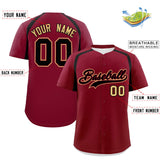 Custom Crimson Black Personalized Color Block Authentic Baseball Jersey
