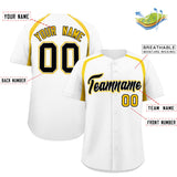 Custom White Gold Personalized Color Block Authentic Baseball Jersey