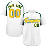 Custom White Kelly Green Personalized Color Block Authentic Baseball Jersey