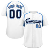Custom White Light Blue Personalized Color Block Authentic Baseball Jersey