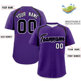 Custom Purple Black Personalized Color Block Authentic Baseball Jersey