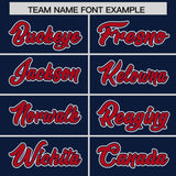 Custom Navy Red Personalized Color Block Authentic Baseball Jersey