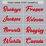 Custom Silver Red Personalized Color Block Authentic Baseball Jersey