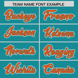 Custom Aqua Orange Personalized Color Block Authentic Baseball Jersey