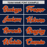 Custom Navy Orange Personalized Color Block Authentic Baseball Jersey