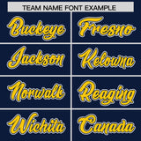 Custom Navy Gold Personalized Color Block Authentic Baseball Jersey