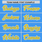 Custom Powder Blue Gold Personalized Color Block Authentic Baseball Jersey