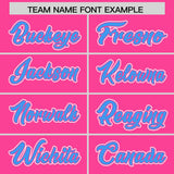 Custom Pink Powder Blue Personalized Color Block Authentic Baseball Jersey