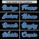Custom Black Powder Blue Personalized Color Block Authentic Baseball Jersey