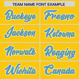 Custom Gold Powder Blue Personalized Color Block Authentic Baseball Jersey
