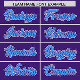Custom Purple Powder Blue Personalized Color Block Authentic Baseball Jersey