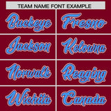Custom Crimson Powder Blue Personalized Color Block Authentic Baseball Jersey