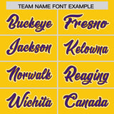 Custom Gold Purple Personalized Color Block Authentic Baseball Jersey
