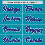 Custom Aqua Purple Personalized Color Block Authentic Baseball Jersey