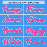 Custom Powder Blue Pink Personalized Color Block Authentic Baseball Jersey
