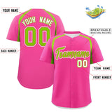 Custom Pink Neon Green Personalized Color Block Authentic Baseball Jersey