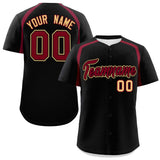 Custom Black Crimson Personalized Color Block Authentic Baseball Jersey