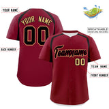 Custom Crimson Black Personalized Color Block Authentic Baseball Jersey