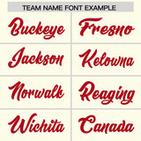 Custom Cream Red Personalized Color Block Authentic Baseball Jersey