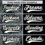 Custom Silver Black Split Rose Print Authentic Baseball Jersey