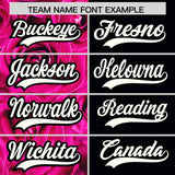Custom Pink Black Split Rose Print Authentic Baseball Jersey