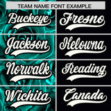 Custom Aqua Black Split Rose Print Authentic Baseball Jersey