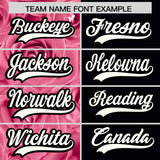 Custom Light Pink Black Split Rose Print Authentic Baseball Jersey
