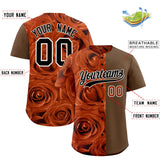 Custom Texas Orange Light Brown Split Rose Print Authentic Baseball Jersey