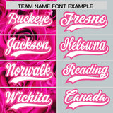 Custom Pink Silver Split Rose Print Authentic Baseball Jersey