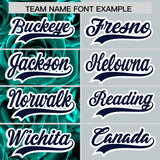 Custom Aqua Silver Split Rose Print Authentic Baseball Jersey