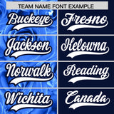 Custom Powder Blue Navy Split Rose Print Authentic Baseball Jersey