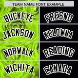 Custom Neon Green Black Split Rose Print Authentic Baseball Jersey