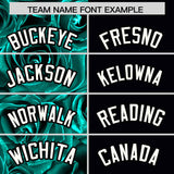 Custom Aqua Black Split Rose Print Authentic Baseball Jersey