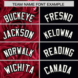 Custom Crimson Black Split Rose Print Authentic Baseball Jersey