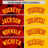 Custom Red Yellow Split Rose Print Authentic Baseball Jersey